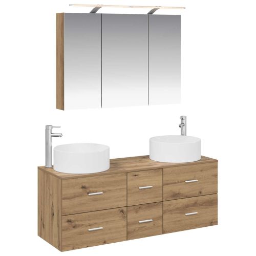 Комплект мебели за баня 4 pcs Дъб артизан