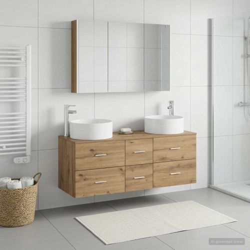 Комплект мебели за баня 4 pcs Дъб артизан
