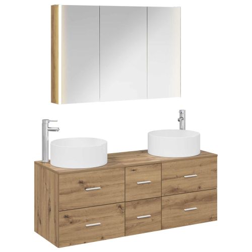 Комплект мебели за баня 4 pcs Дъб артизан