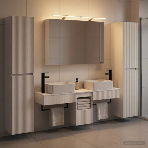 Комплект мебели за баня 6 pcs Бяло Инженерна дървесина и стъкло
