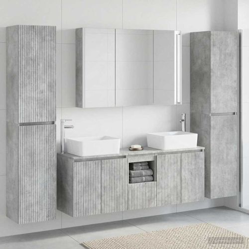 Комплект мебели за баня 6 pcs Бетонно сиво