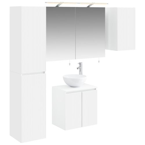 Комплект шкафове за баня 5 pcs Бяло 50 x 14,5 x 70 см