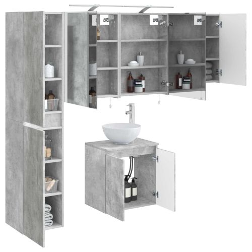 Комплект шкафове за баня 5 pcs Бетонно сиво 50 x 14,5 x 70 см