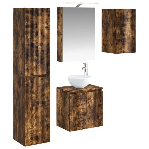 Комплект шкафове за баня 5 pcs Опушен дъб 50 x 14,5 x 70 см