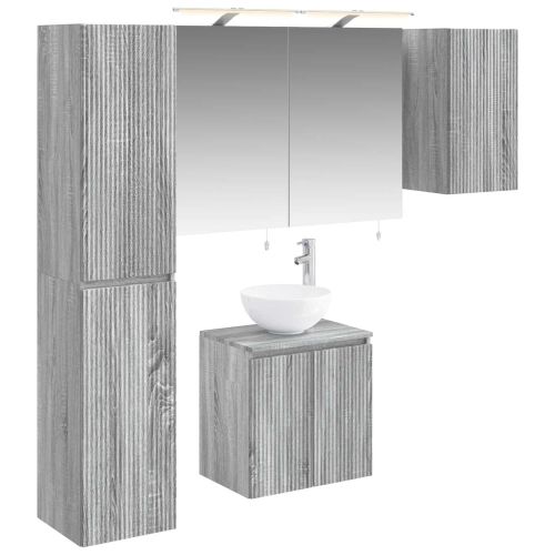 Комплект шкафове за баня 5 pcs Сив Сонома 50 x 14,5 x 70 см