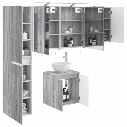 Комплект шкафове за баня 5 pcs Сив Сонома 50 x 14,5 x 70 см