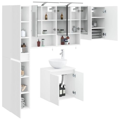 Комплект шкафове за баня 5 pcs Бяло 50 x 14,5 x 70 см