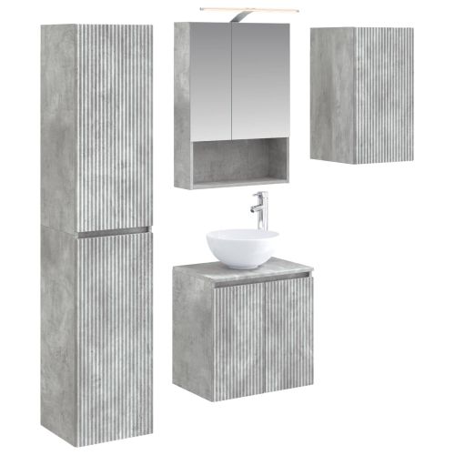 Комплект шкафове за баня 5 pcs Бетонно сиво 50 x 14,5 x 70 см