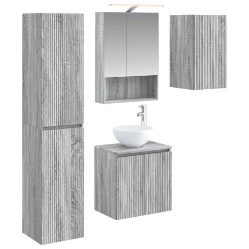 Комплект шкафове за баня 5 pcs Сив Сонома 50 x 14,5 x 70 см