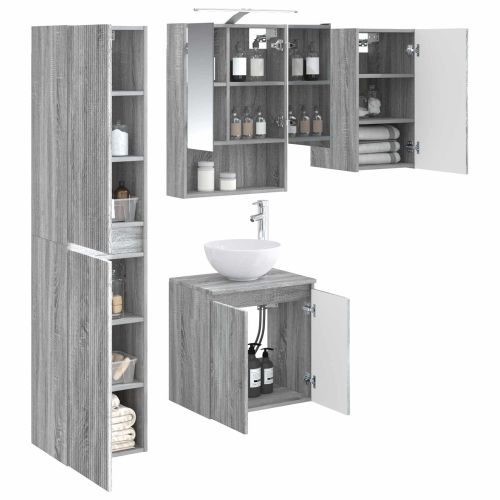 Комплект шкафове за баня 5 pcs Сив Сонома 50 x 14,5 x 70 см