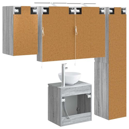 Комплект шкафове за баня 5 pcs Сив Сонома 50 x 14,5 x 70 см