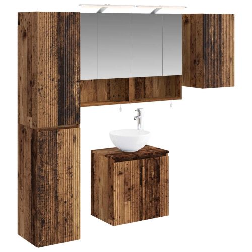 Комплект шкафове за баня 5 pcs Старо дърво 50 x 14,5 x 70 см