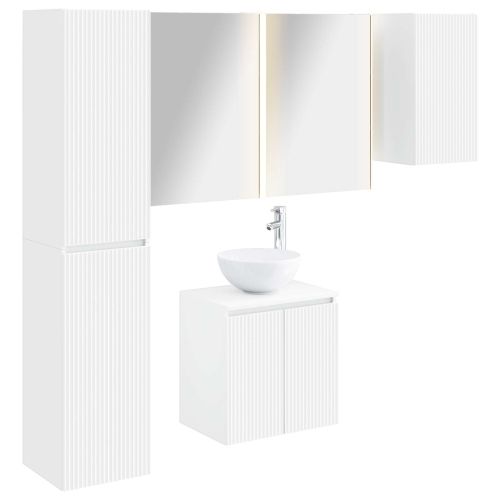 Комплект шкафове за баня 5 pcs Бяло 53 x 15,5 x 70 см