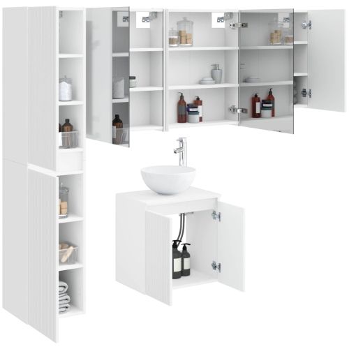 Комплект шкафове за баня 5 pcs Бяло 53 x 15,5 x 70 см