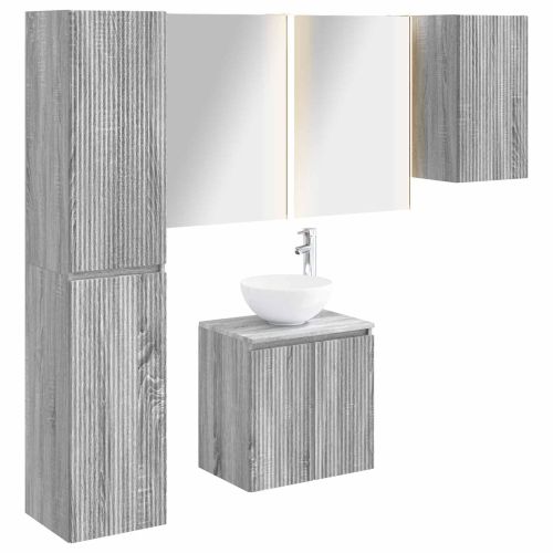 Комплект шкафове за баня 5 pcs Сив Сонома 53 x 15,5 x 70 см