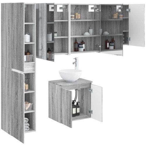 Комплект шкафове за баня 5 pcs Сив Сонома 53 x 15,5 x 70 см