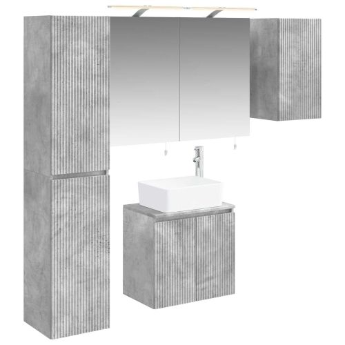 Комплект шкафове за баня 5 pcs Бетонно сиво 50 x 14,5 x 70 см