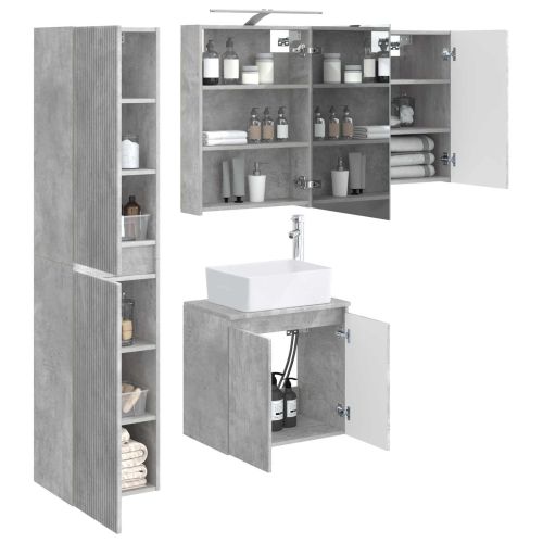 Комплект шкафове за баня 5 pcs Бетонно сиво 50 x 14,5 x 70 см