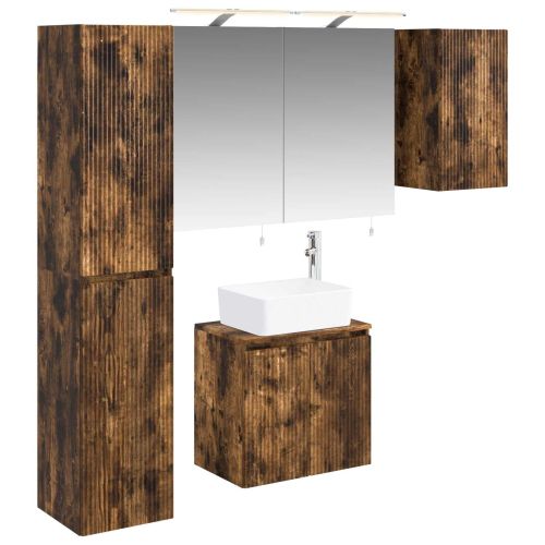 Комплект шкафове за баня 5 pcs Опушен дъб 50 x 14,5 x 70 см