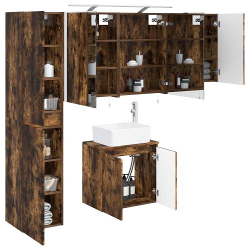 Комплект шкафове за баня 5 pcs Опушен дъб 50 x 14,5 x 70 см