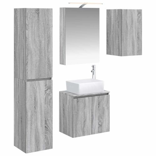 Комплект шкафове за баня 5 pcs Сив Сонома 50 x 14,5 x 70 см