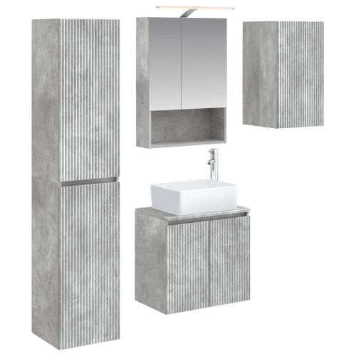 Комплект шкафове за баня 5 pcs Бетонно сиво 50 x 14,5 x 70 см