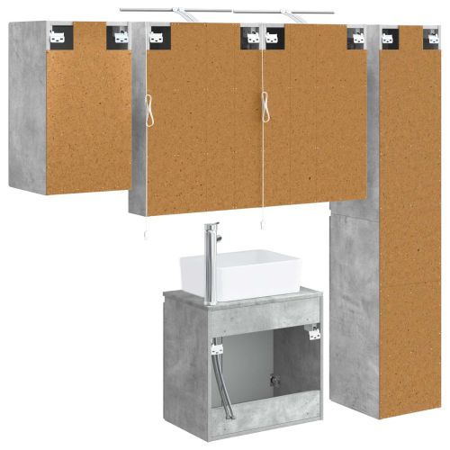 Комплект шкафове за баня 5 pcs Бетонно сиво 50 x 14,5 x 70 см