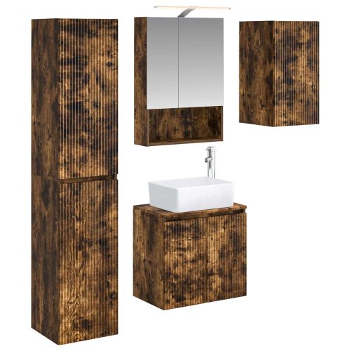 Комплект шкафове за баня 5 pcs Опушен дъб 50 x 14,5 x 70 см