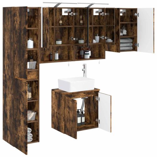 Комплект шкафове за баня 5 pcs Опушен дъб 50 x 14,5 x 70 см