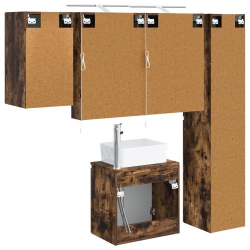 Комплект шкафове за баня 5 pcs Опушен дъб 50 x 14,5 x 70 см