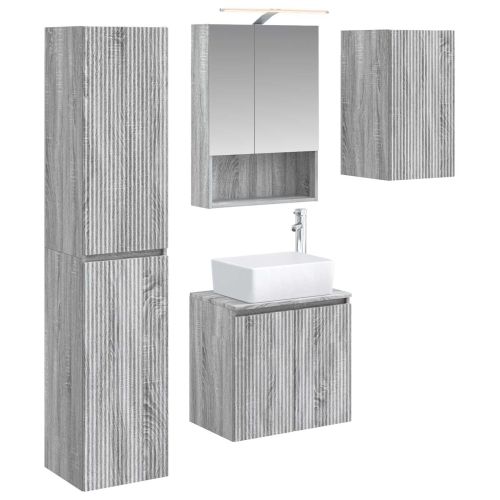 Комплект шкафове за баня 5 pcs Сив Сонома 50 x 14,5 x 70 см