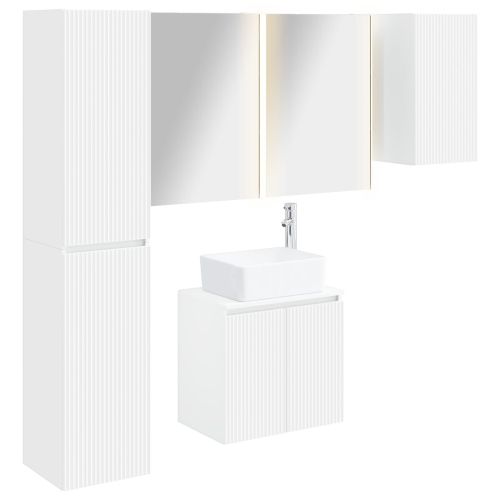 Комплект шкафове за баня 5 pcs Бяло 53 x 15,5 x 70 см
