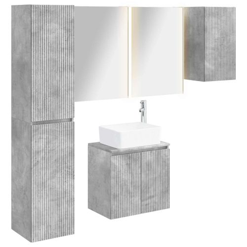 Комплект шкафове за баня 5 pcs Бетонно сиво 53 x 15,5 x 70 см