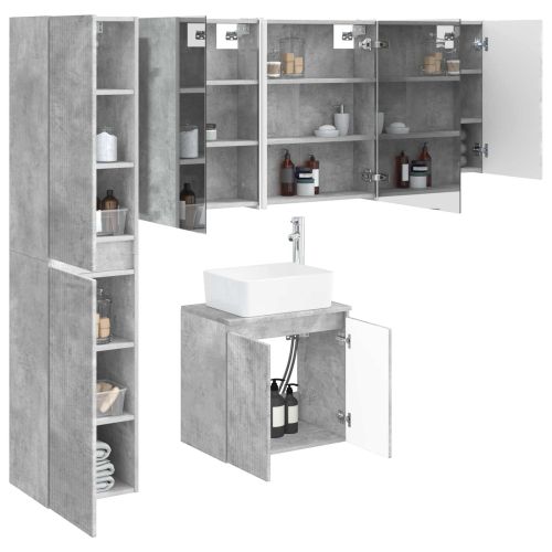 Комплект шкафове за баня 5 pcs Бетонно сиво 53 x 15,5 x 70 см