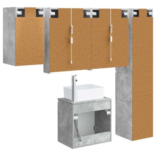 Комплект шкафове за баня 5 pcs Бетонно сиво 53 x 15,5 x 70 см