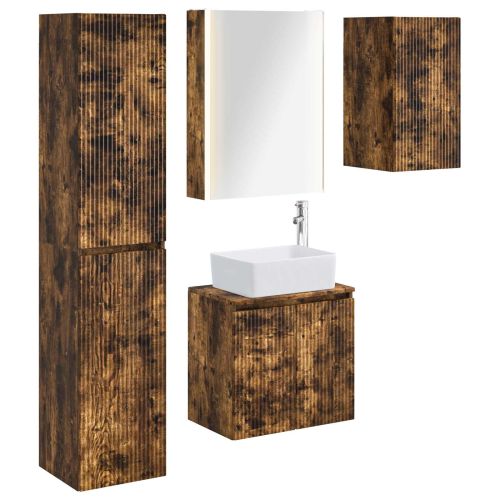 Комплект шкафове за баня 5 pcs Опушен дъб 53 x 15,5 x 70 см