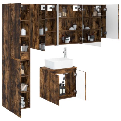 Комплект шкафове за баня 5 pcs Опушен дъб 53 x 15,5 x 70 см
