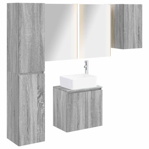 Комплект шкафове за баня 5 pcs Сив Сонома 53 x 15,5 x 70 см
