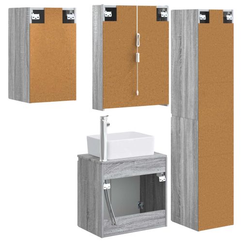 Комплект шкафове за баня 5 pcs Сив Сонома 53 x 15,5 x 70 см