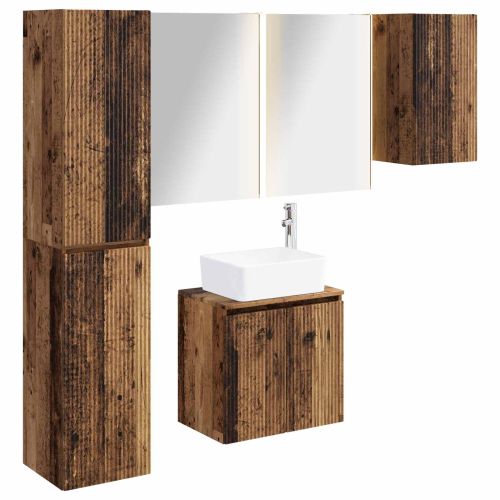 Комплект шкафове за баня 5 pcs Старо дърво 53 x 15,5 x 70 см