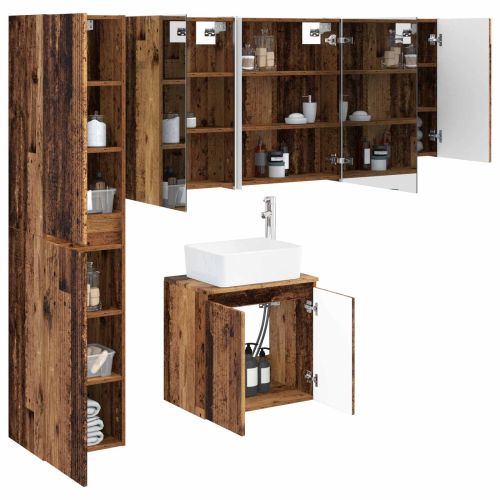 Комплект шкафове за баня 5 pcs Старо дърво 53 x 15,5 x 70 см