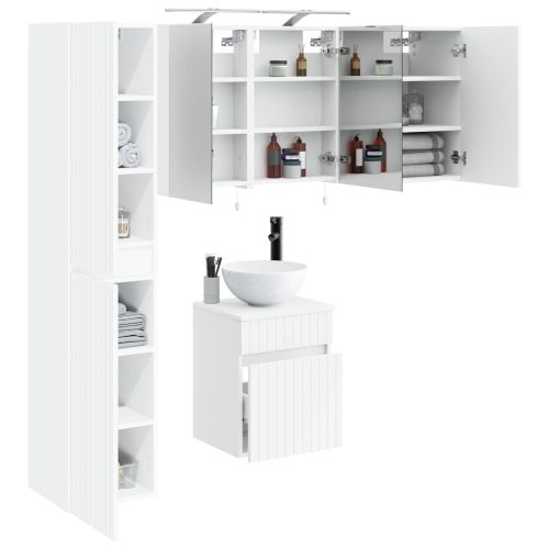 Комплект шкафове за баня 5 pcs Бяло 40 x 10,5 x 60,5 см