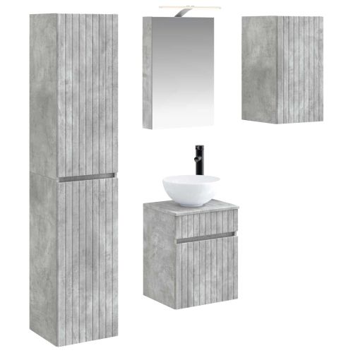 Комплект шкафове за баня 5 pcs Бетонно сиво 40 x 10,5 x 60,5 см