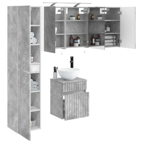 Комплект шкафове за баня 5 pcs Бетонно сиво 40 x 10,5 x 60,5 см