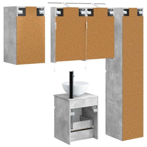 Комплект шкафове за баня 5 pcs Бетонно сиво 40 x 10,5 x 60,5 см