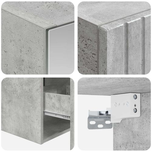 Комплект шкафове за баня 5 pcs Бетонно сиво 40 x 10,5 x 60,5 см