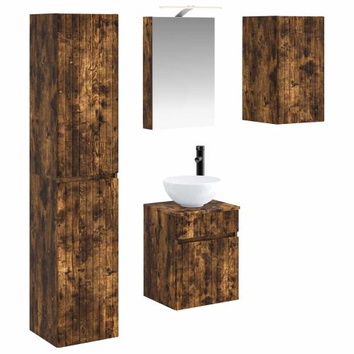 Комплект шкафове за баня 5 pcs Опушен дъб 40 x 10,5 x 60,5 см