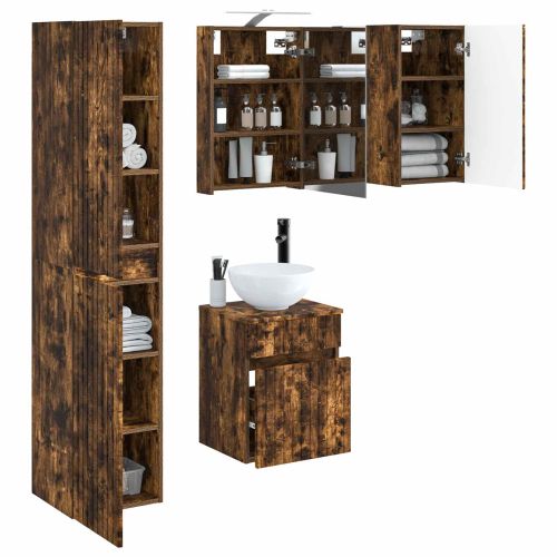 Комплект шкафове за баня 5 pcs Опушен дъб 40 x 10,5 x 60,5 см