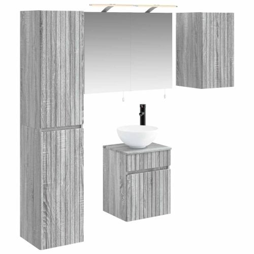Комплект шкафове за баня 5 pcs Сив Сонома 40 x 10,5 x 60,5 см
