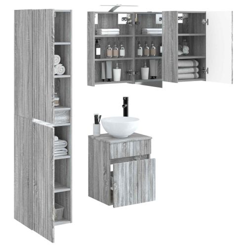 Комплект шкафове за баня 5 pcs Сив Сонома 40 x 10,5 x 60,5 см